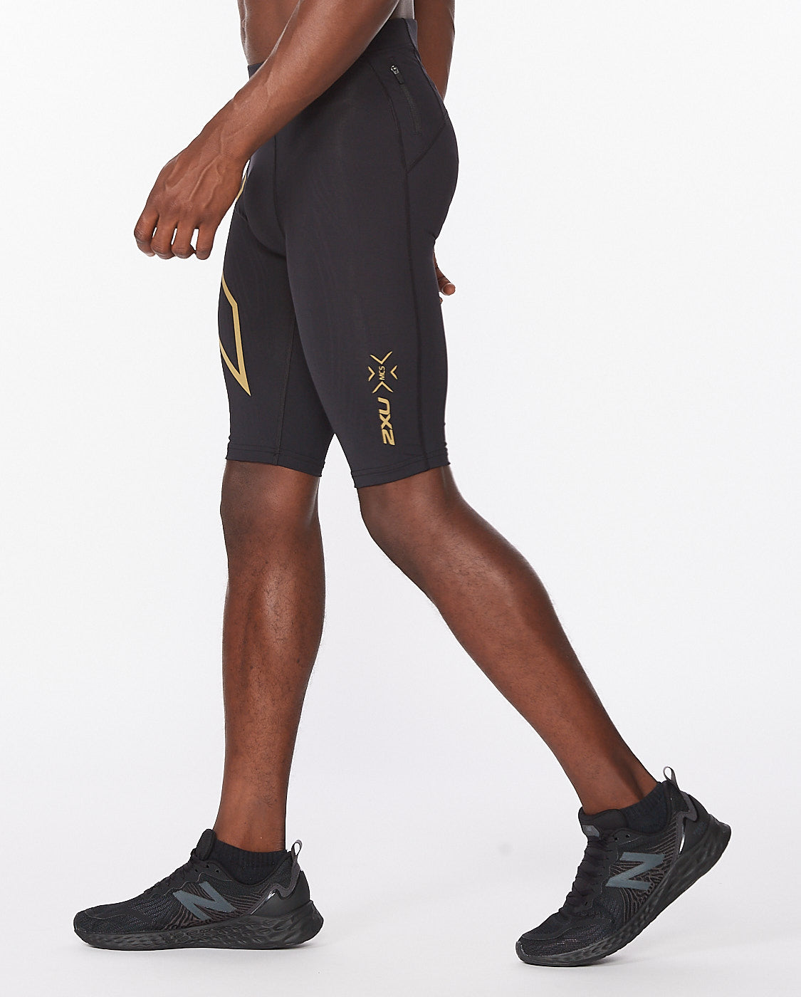 Light Speed Compression Shorts, Black/Gold Reflective