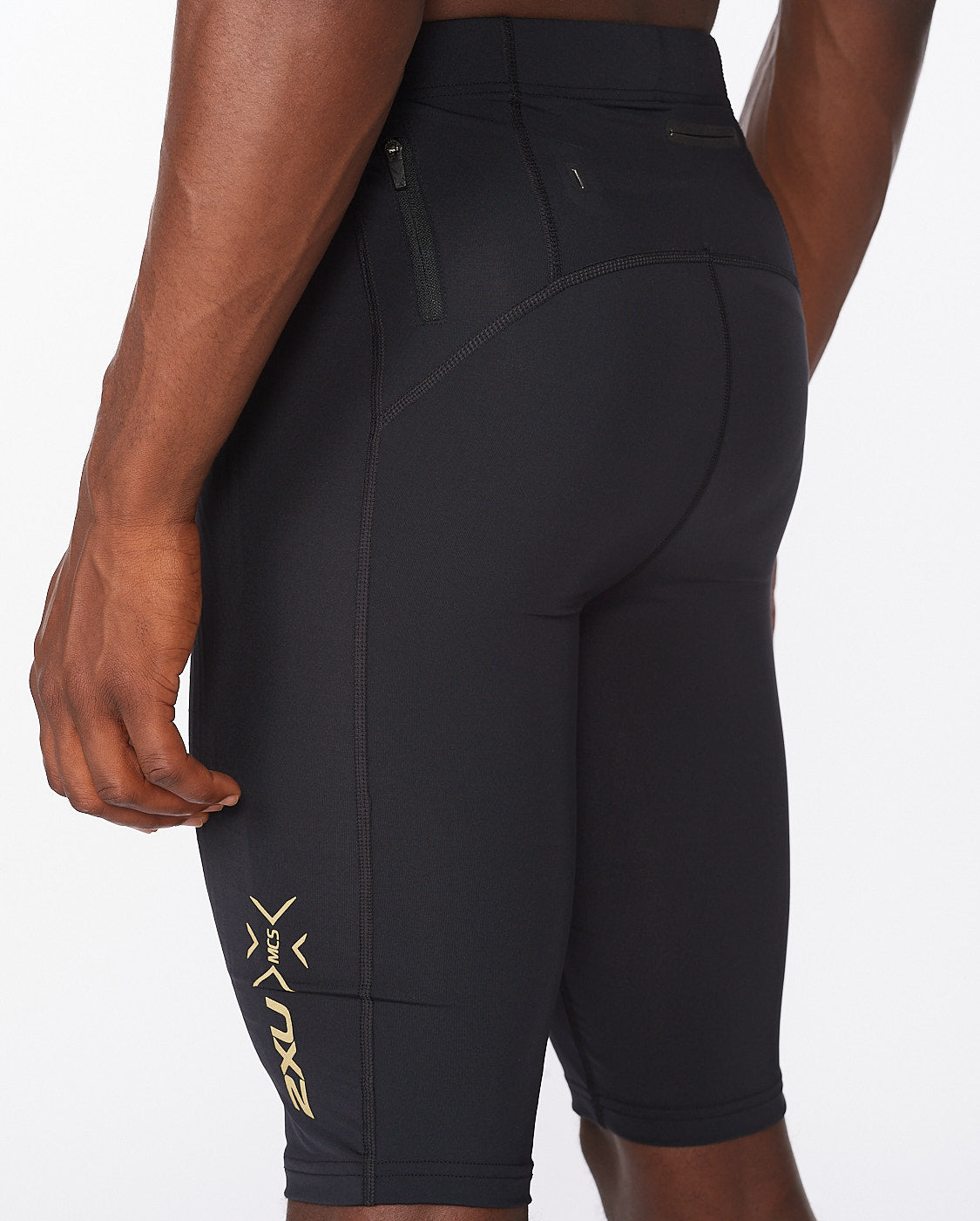Light Speed Compression Shorts, Black/Gold Reflective