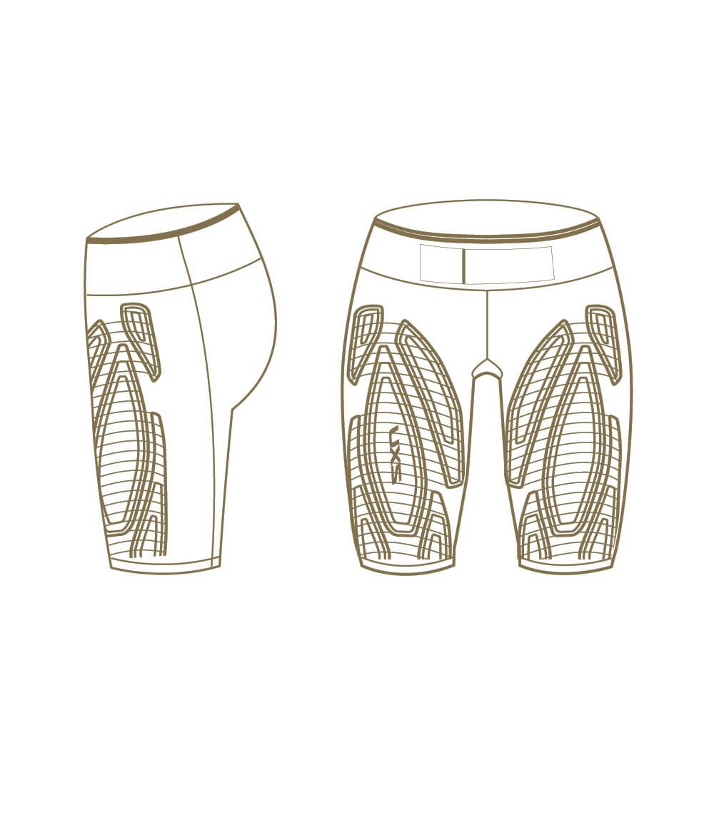 Light Speed Mid-Rise Compression Shorts, Black/Gold Reflective