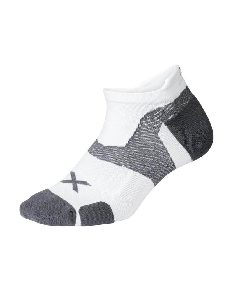 Vectr Cushion No Show Compression Socks, White/Grey