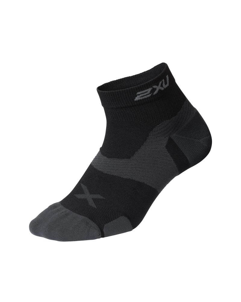 Vectr Cushion 1/4 Crew Compression Socks, Black/Titanium