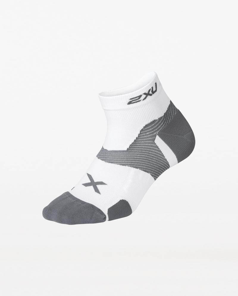 Vectr Cushion 1/4 Crew Compression Socks, White/Grey