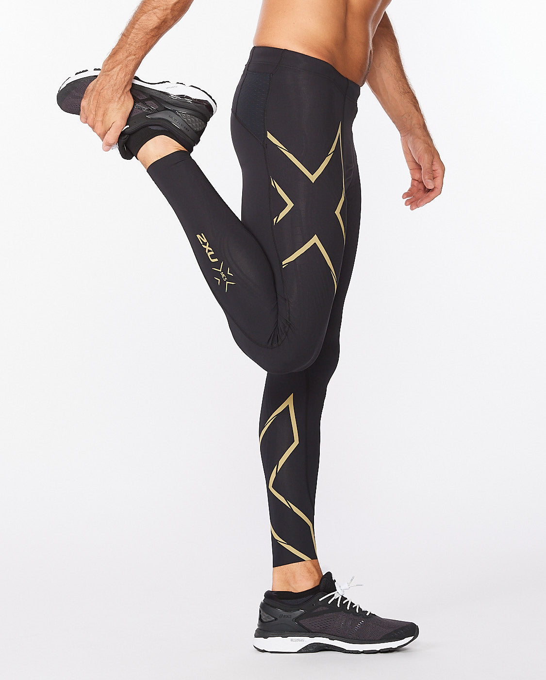 Light Speed Compression Tights, Black/Gold Reflective