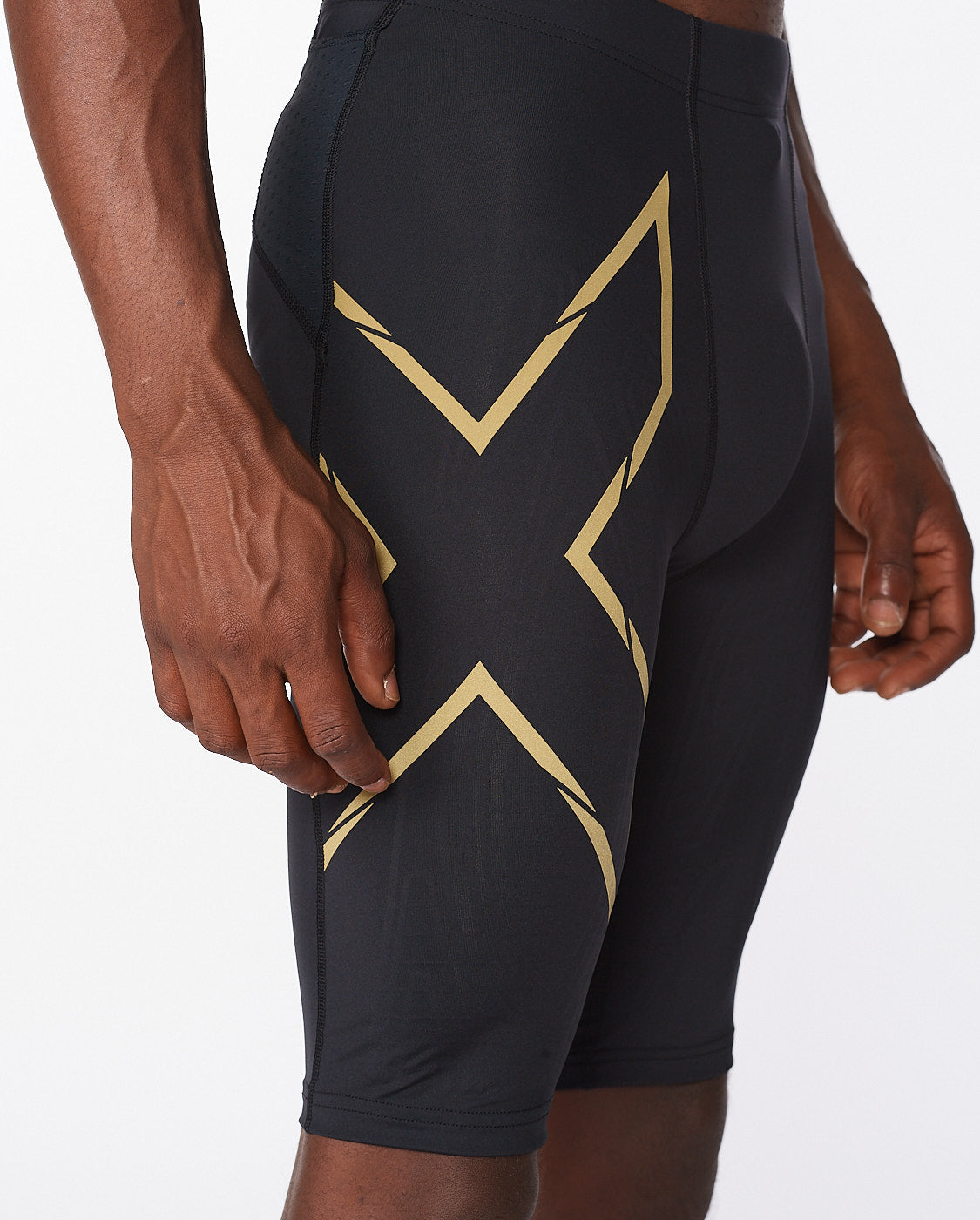 Light Speed Compression Shorts, Black/Gold Reflective