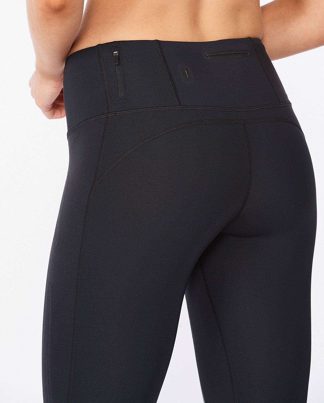 Light Speed Mid-Rise Compression Tights, Black/Black Reflective